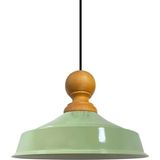 Mikasso Asaletli Tekli Avize Ahşap Başlık Retro Sarkıt Lamba Restoran Salon Aydınlatma Metal 1 E27 Yeşil Sal - Çok Renkli