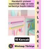 Mikasso #askı Kolay Montaj Küçük Eşya Havlu Eşarp Mutfak Banyo Dolap Içi Düzenleyici 10 Kancalı Raylı Askı B - Çok Renkli