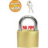 Mikasso Asma Kilit Sarı 38 mm 2 Anahtarlı Halka Kapı Sandık Kutu Kilidi Kilit