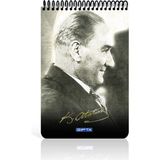 Mikasso Atatürk A5 Spiralli Karton Kapak Bloknot (Not Defteri) 100 Yaprak Kareli (6 Lı Paket) 2612 Küp Not K - Çok Renkli