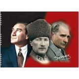 Mikasso Atatürk Baskılı Resim Defteri 35*50 Karton Spiralli Çizgisiz Orta Boy Beyaz Resim Defterleri A5 - Çok Renkli