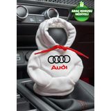 Mikasso Audi Logo Beyaz Kırmızı Vites Hoodie Araç Vites Kıyafeti Vites Poları Oto Aksesuarı Vites Topuzu - Çok Renkli