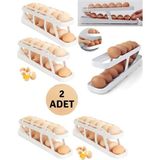 Mikasso Aveo 2 Adet 2 Katlı Otomatik Buzdolabı Yumurta Standı Yumurtalık Rafı Saklama Buzdolabı Organizer Pl