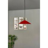 Mikasso Avilla Kırmızı Tekli Metal Avize Lale Başlık Rustik Cafe Mutfak Modern Sarkıt Aydınlatma Metal 1 E27 - Çok Renkli