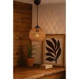 Mikasso Avize Hasır Ipli Top Sarkıt Natural Lighting Siyah Kablo Jüt Top Hasır 1 E27 Bej Antre / Hol - Çok Renkli