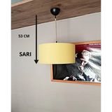Mikasso Avize- Sarı-Jüt Örgü Kablo- Yedek Başlık-Genç&çocuk Odası&salon&antre Kumaş 1 E27 Sarı Salon / Oturm - Çok Renkli