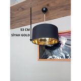 Mikasso Avize-Siyah Gold- Jüt Örgü Kablo-Yedek Başlık-Yatak Odası-Salon Kumaş 1 E27 Siyah Salon / Oturma Oda - Çok Renkli