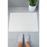 Mikasso Ayak Izi Desenli 2li Ayak Havlusu - 50X70 cm - Su Emici Banyo Paspası Seti - Beyaz %100 Pamuk Beyaz - Çok Renkli