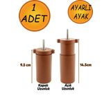 Mikasso Ayarlanabilir Gizli Mobilya Kanepe Baza Koltuk M8 Civatalı Vidalı Orta Destek Ayağı Ayak Kahve 9.5cm