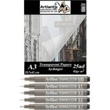 Mikasso Aydınger Kağıdı A3 83 gr 25'li 1 Paket Eskiz Kağıdı Artline Teknik Çizim Kalemi Drawing System 5 Ade - Çok Renkli