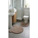 Mikasso Ayıcık 2’li Peluş Banyo Paspas Seti 50X50+75X75 cm Kaymaz Lateks Taban, Yumuşak Yüzey, Yıkanabilir P - Çok Renkli