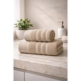 Mikasso Ayla 2 Parça Havlu Seti 70X140 Banyo Havlusu 50X85 El Havlusu Yumuşak Dokulu Pamuk Polyester Bej - Çok Renkli