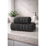 Mikasso Ayla 2 Parça Havlu Seti 70X140 Banyo Havlusu 50X85 El Havlusu Yumuşak Dokulu Pamuk Polyester Gri - Çok Renkli