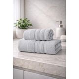 Mikasso Ayla 2 Parça Havlu Seti 70X140 Banyo Havlusu 50X85 El Havlusu Yumuşak Dokulu Pamuk Polyester Gümüş - Çok Renkli