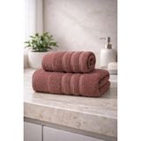 Mikasso Ayla 2 Parça Havlu Seti 70X140 Banyo Havlusu 50X85 El Havlusu Yumuşak Dokulu Pamuk Polyester Kahvere - Çok Renkli