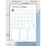 Mikasso Aylık Planlayıcı - A4 - Dikey - Ders Çalışma Planlayıcısı 12 Yaprak Notepad - Mavi No 4.01 Karton Dü - Çok Renkli