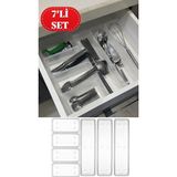 Mikasso Bade 7'li Modüler Set 3+4 Kaşıklık Çekmece Içi Düzenleyici Çatal Kaşık Düzenleme Organizeri Plastik