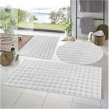 Mikasso Balat Halı 3'lü Kaymaz Taban Bubble Peluş Banyo Paspası Beyaz 50X50(YUVARLAK)-50X50 ve 50X70 Polyest - Çok Renkli