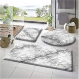 Mikasso Balat Halı Banyo Paspası 3 Lü 50X50(YUVARLAK ) 50X60 ve 50X90 Peluş Banyo Paspası Polyester Kalın (1 - Çok Renkli