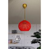 Mikasso Balle Kırmızı Sarkıt Top Avize Gold Kablo Halat 1 E27 Kırmızı Salon / Oturma Odası - Çok Renkli
