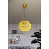 Mikasso Balle Sarı Sarkıt Top Avize Gold Kablo Halat 1 E27 Sarı Salon / Oturma Odası - Çok Renkli