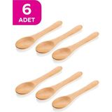 Mikasso Bambu 6'lı Ölçü ve Baharat Kaşığı 13 cm - 6 Adet Bal Reçel Kaşığı Tatlı Kaşığı Baharat Kaşığı 13 cm