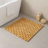 Mikasso Bambu Banyo Paspası - Kaymaz Taban - Duş Paspası 42 x 61 cm Bambu Kahverengi - Çok Renkli