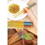 Mikasso Bambu Chopstick Ahşap Desenli Çin Çubuğu Yıkanabilir ve Kullanılabilir 1 Çift Ahşap Çok Renkli