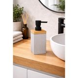 Mikasso Bambu Detaylı 300 ml Sıvı Sabunluk Modern Tasarım Mutfak & Banyo Için Şık Sabun Dispenseri Plastik E - Çok Renkli