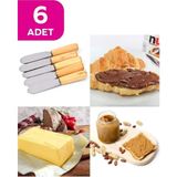 Mikasso Bambu Saplı 6 Adet Tereyağı Bıçağı Kahvaltı Bıçağı Nutella Bıçağı Çelik