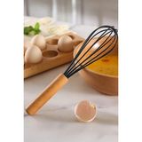 Mikasso Bambu Saplı Silikon Yumurta Çırıpıcı - Çırpma Teli 24 cm Siyah Silikon