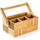 Mikasso Bambu Tutacaklı Çatal Kaşık Bıçak Kutusu 27X16.5CM Bambu Çok Renkli