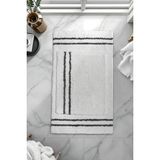 Mikasso Banyo 2li Paspas Takımı Beyaz Siyah 60X100 Pamuklu Beyaz - Çok Renkli