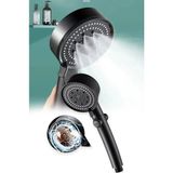 Mikasso Banyo Duş Başlığı Ayarlanabilir Yüksek Basınçlı Yağmurlama Kademeli Siyah Tepe Duş Sistemi El Duşu S