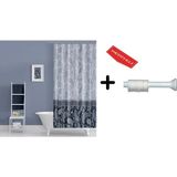 Mikasso Banyo Duş Perdesi 2102 110X200 Perde Borusu Askı Aparatı 90X130 Hediyeli Çok Renkli
