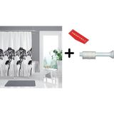 Mikasso Banyo Duş Perdesi 3391 120X200 Perde Borusu Askı Aparatı 90X130 Hediyeli Çok Renkli