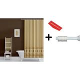 Mikasso Banyo Duş Perdesi 5030 Kahverengi 110X200 Perde Borusu Askı Aparatı 90X130 Hediyeli Kahverengi - Çok Renkli