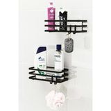 Mikasso Banyo Düzenleyici Şampuanlık Sabunluk 2 Li Set Lamalı Yapışkanlı 4 Askılı Duş Rafı Organizer Metal S - Çok Renkli