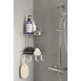 Mikasso Banyo Köşe Rafı Askılı Duş Organizeri ve Şampuanlık 2 Katlı Krom Ek-02 Metal Gri - Çok Renkli