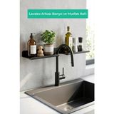 Mikasso Banyo Lavabo Rafı, Banyo Organizeri, Lavabo Arkası Raf, Diş Fırçası, Sabun, Şampuan Rafı Metal Siyah - Çok Renkli