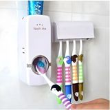 Mikasso Banyo Otomatik Diş Macunu Sıkacağı Set 5 Adet Diş Fırçalığı Yapışkanlı Plastik Çok Renkli