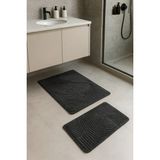 Mikasso Banyo Paspas Seti 2'li Antrasit Yumuşak Kaymaz Taban Yıkanabilir Leke Tutmaz 60X100-40X60 Polyester - Çok Renkli
