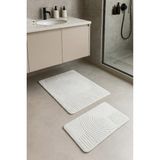 Mikasso Banyo Paspas Seti 2'li Krem Yumuşak Kaymaz Taban Yıkanabilir Leke Tutmaz 60X100-40X60 Polyester Bej - Çok Renkli