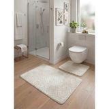 Mikasso Banyo Paspas Seti 2'li Krem Yumuşak Kaymaz Taban Yıkanabilir Leke Tutmaz 60X100-40X60 Polyester Ekru - Çok Renkli