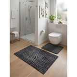 Mikasso Banyo Paspas Seti 2'li Yumuşak Kaymaz Taban Makinada Yıkanabilir Leke Tutmaz 60X100-40X60 Polyester - Çok Renkli