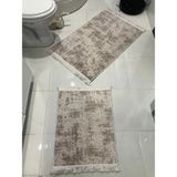 Mikasso Banyo Paspas Takımı Ikili Kaymaz Taban Makinada Yıkanabilir Polyester Orta (6 - 12 Mm) Kahverengi - Çok Renkli