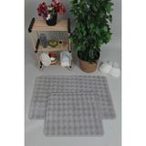 Mikasso Banyo Paspas Takımı Ikili Peluş Halı Kaymaz Taban 50X90 cm + 50X60 cm Açıkgrı Polyester Gri - Çok Renkli