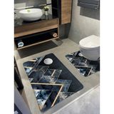 Mikasso Banyo Paspası 2'li Set Kaymaz Tabanlı ve Yıkanabilir 60X90 cm - 50X60 cm Polyester Lacivert - Çok Renkli