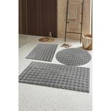 Mikasso Banyo Paspası Açık Gri Gri Kaymaz Taban Peluş Bubble 50X50 cm Polyester Çok Renkli