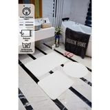 Mikasso Banyo Paspası Üçlü Takım Beyaz Renk Peluş Kaymaz Taban Yıkanabilir 60X100 - 60X40 - 60X60 Polipropil - Çok Renkli